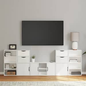 5 kusů TV skříněk s úložným prostorem bílá Borovicový masiv