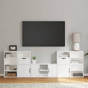 5 kusů TV skříněk s úložným prostorem bílá Borovicový masiv - obrázek 1