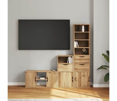 vidaXL Muebles de TV 4 uds. con almacenaje "ODDA" madera maciza pino