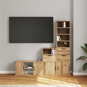 vidaXL Muebles de TV 4 uds. con almacenaje "ODDA" madera maciza pino