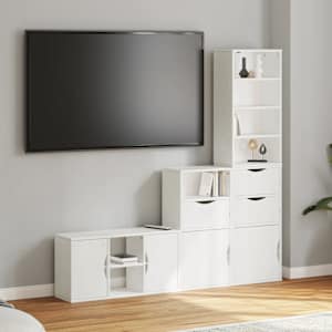4 kusů TV skříněk s úložným prostorem bílá Borovicový masiv