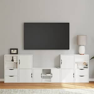 5 kusů TV skříněk s úložným prostorem bílá Borovicový masiv - obrázek 1
