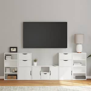 5 kusů TV skříněk s úložným prostorem bílá Borovicový masiv