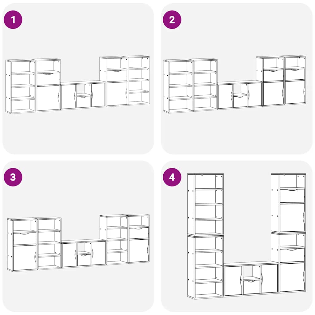 5-delig Tv-meubel met opbergruimte ODDA massief grenenhout wit image 12