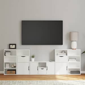 5 kusů TV skříněk s úložným prostorem bílá Borovicový masiv - obrázek 1