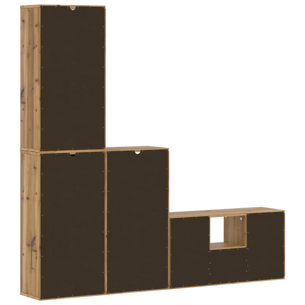 Unități TV 4 piese cu depozitare „ODDA” din lemn masiv de pin