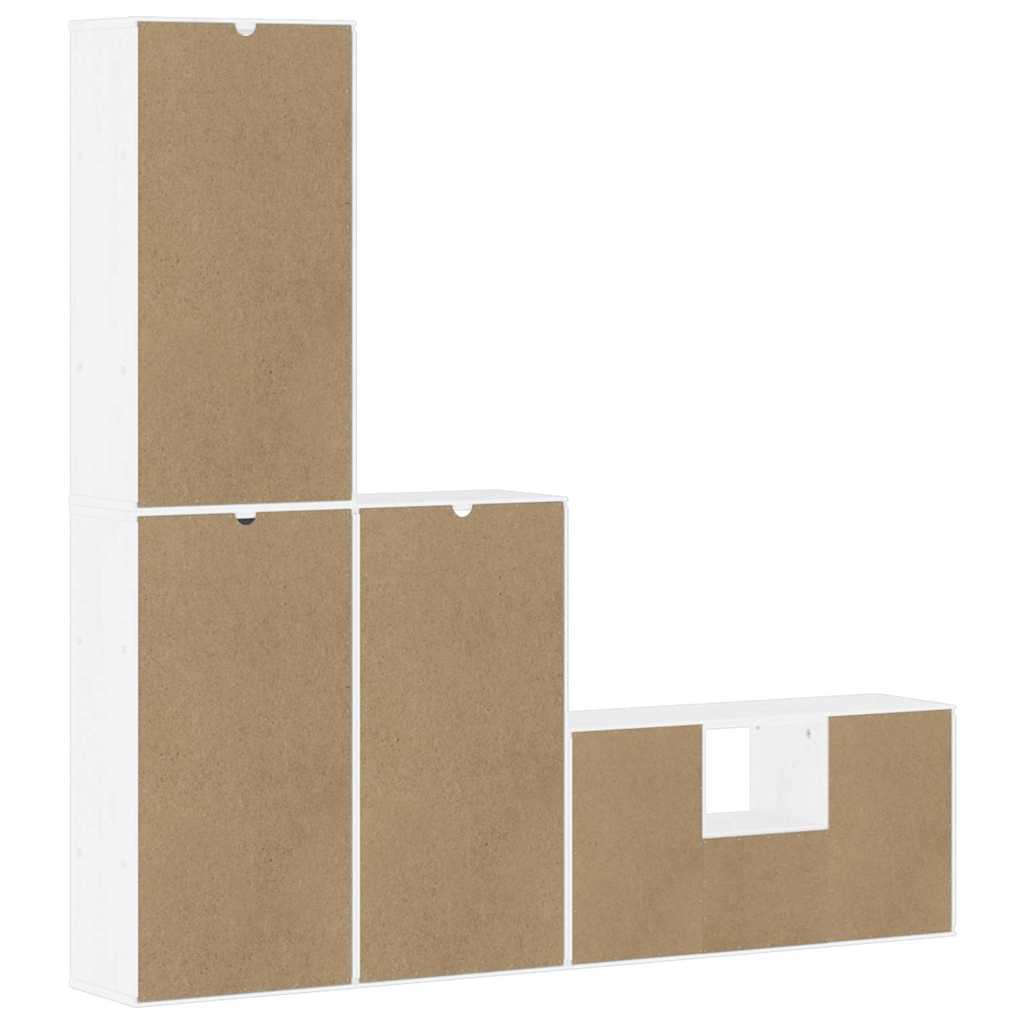 Unități TV 4 piese cu depozitare ODDA din lemn masiv de pin alb