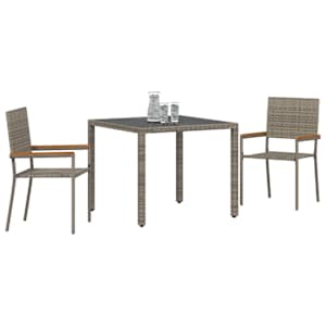 Zahradní jídelní souprava 3 pcs Šedá polyratan - obrázek 3