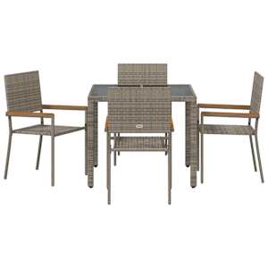 Zahradní jídelní souprava 5 pcs Šedá polyratan - obrázek 7