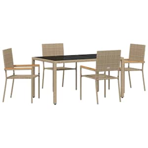 Zahradní jídelní souprava 5 pcs Béžová polyratan - obrázek 2