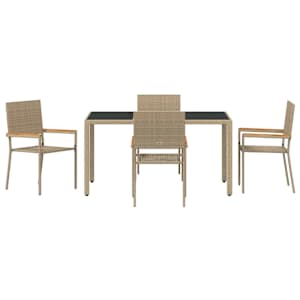 Zahradní jídelní souprava 5 pcs Béžová polyratan - obrázek 7