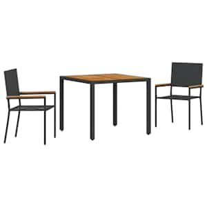 Zahradní jídelní souprava 3 pcs Černá polyratan - obrázek 2