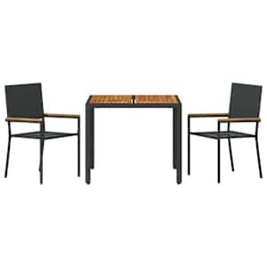 Zahradní jídelní souprava 3 pcs Černá polyratan - obrázek 7