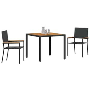 Zahradní jídelní souprava 3 pcs Černá polyratan - obrázek 3