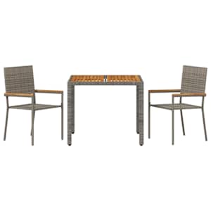 Zahradní jídelní souprava 3 pcs Šedá polyratan - obrázek 7