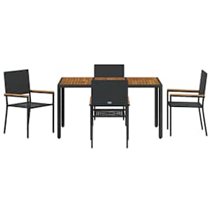Zahradní jídelní souprava 5 pcs Černá polyratan - obrázek 7