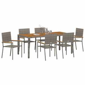 Zahradní jídelní souprava 7 pcs Šedá polyratan - obrázek 3
