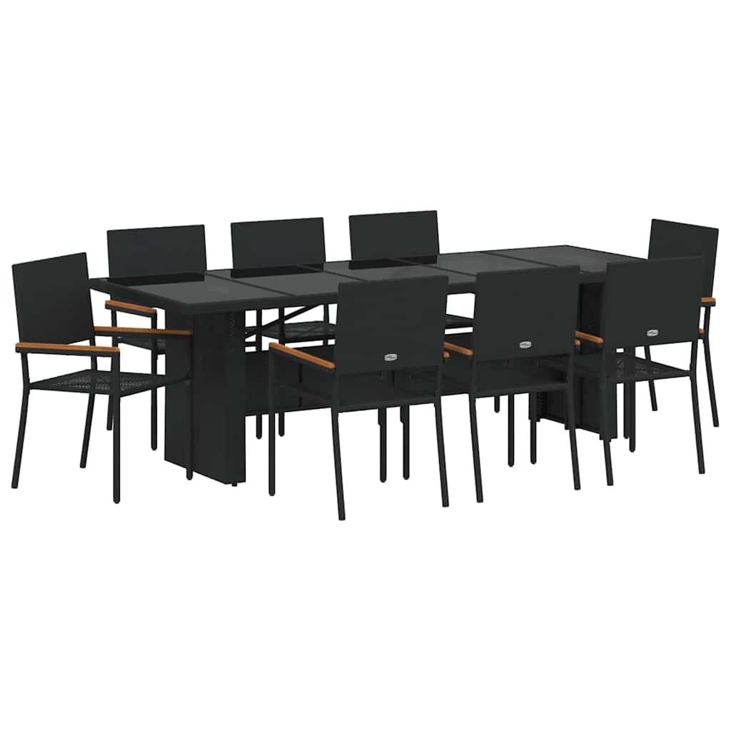 Piharuokailu setti 9 pcs Musta Polyrotangi