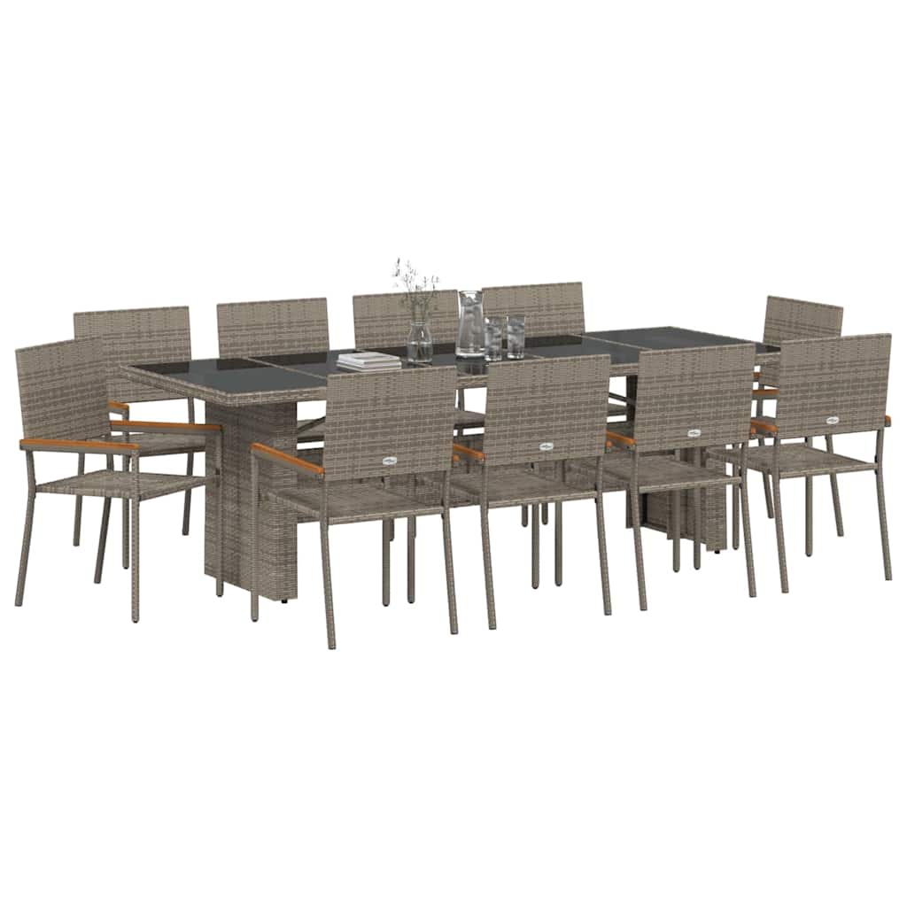 vidaXL Tuin Eetset 11 pcs Grijs Poly riet