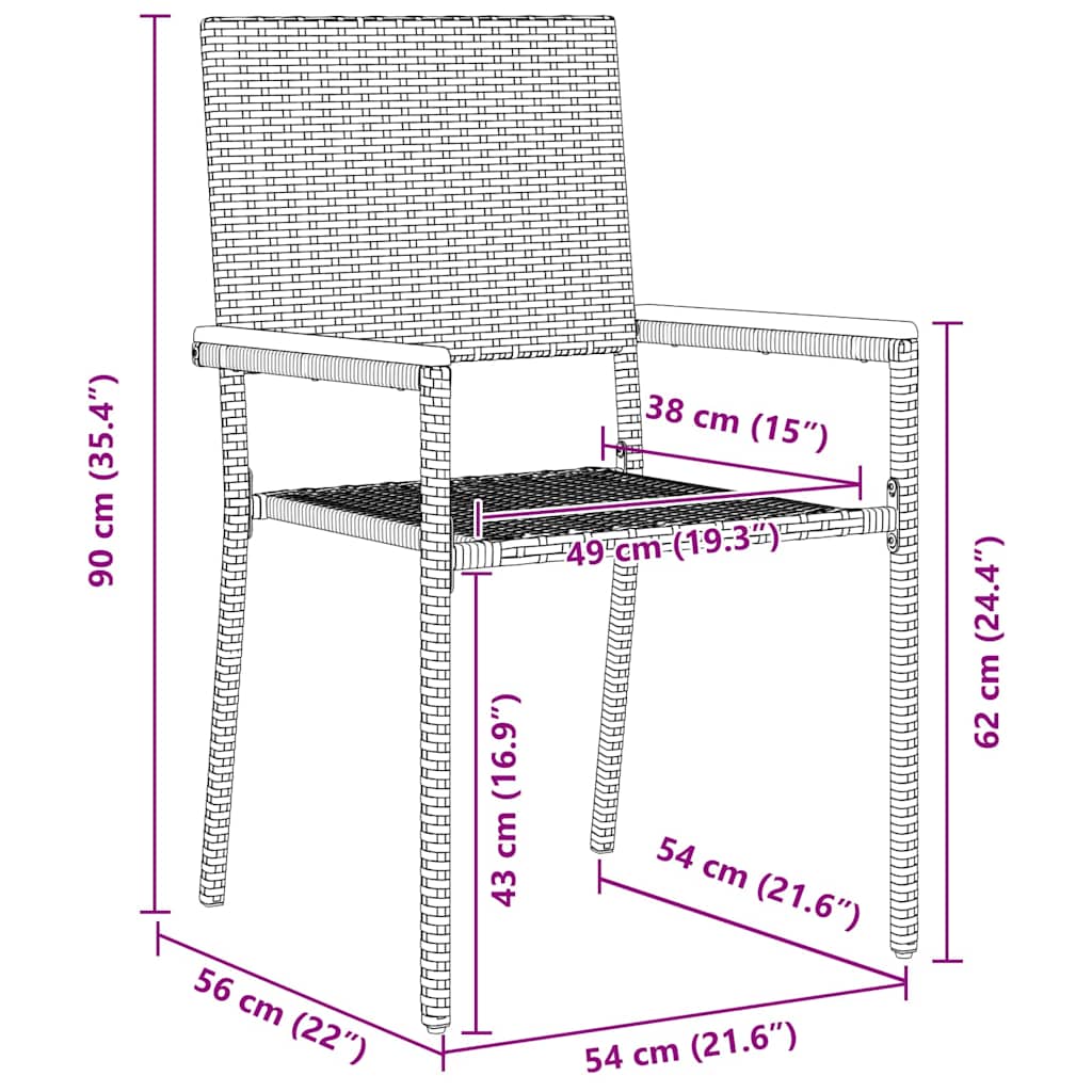 Komplet za jedilnico v vrtu 9 pcs Siva poli ratan - slika 10