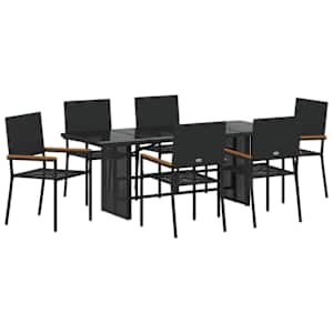 Zahradní jídelní souprava 7 pcs Černá polyratan - obrázek 2