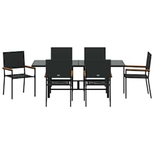 Zahradní jídelní souprava 7 pcs Černá polyratan - obrázek 7