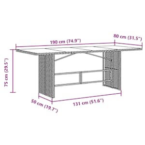 Zahradní jídelní souprava 7 pcs Černá polyratan - obrázek 11