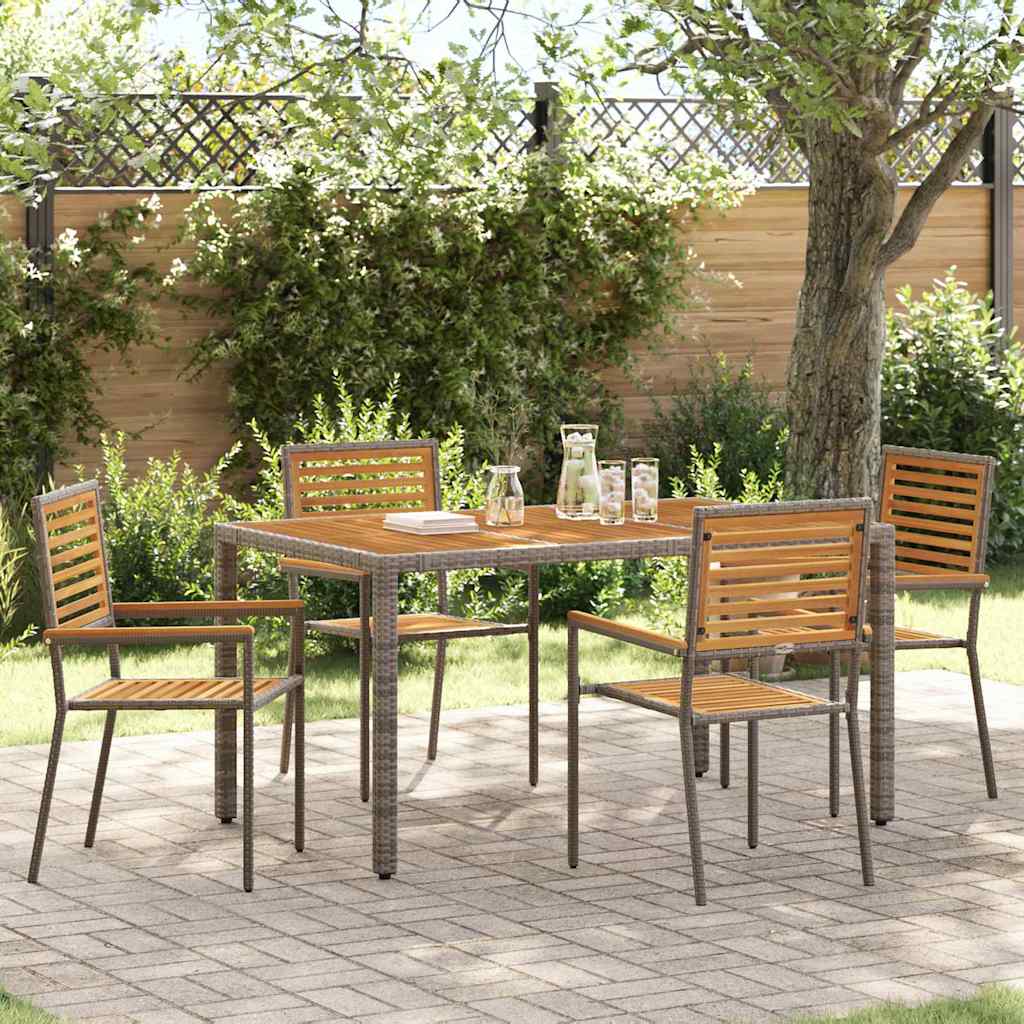vidaXL Garten Essgruppe 5 pcs Grau und Braun Poly-Rattan