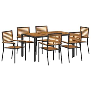 Zahradní jídelní souprava 7 pcs Černá a hnědá polyratan - obrázek 2