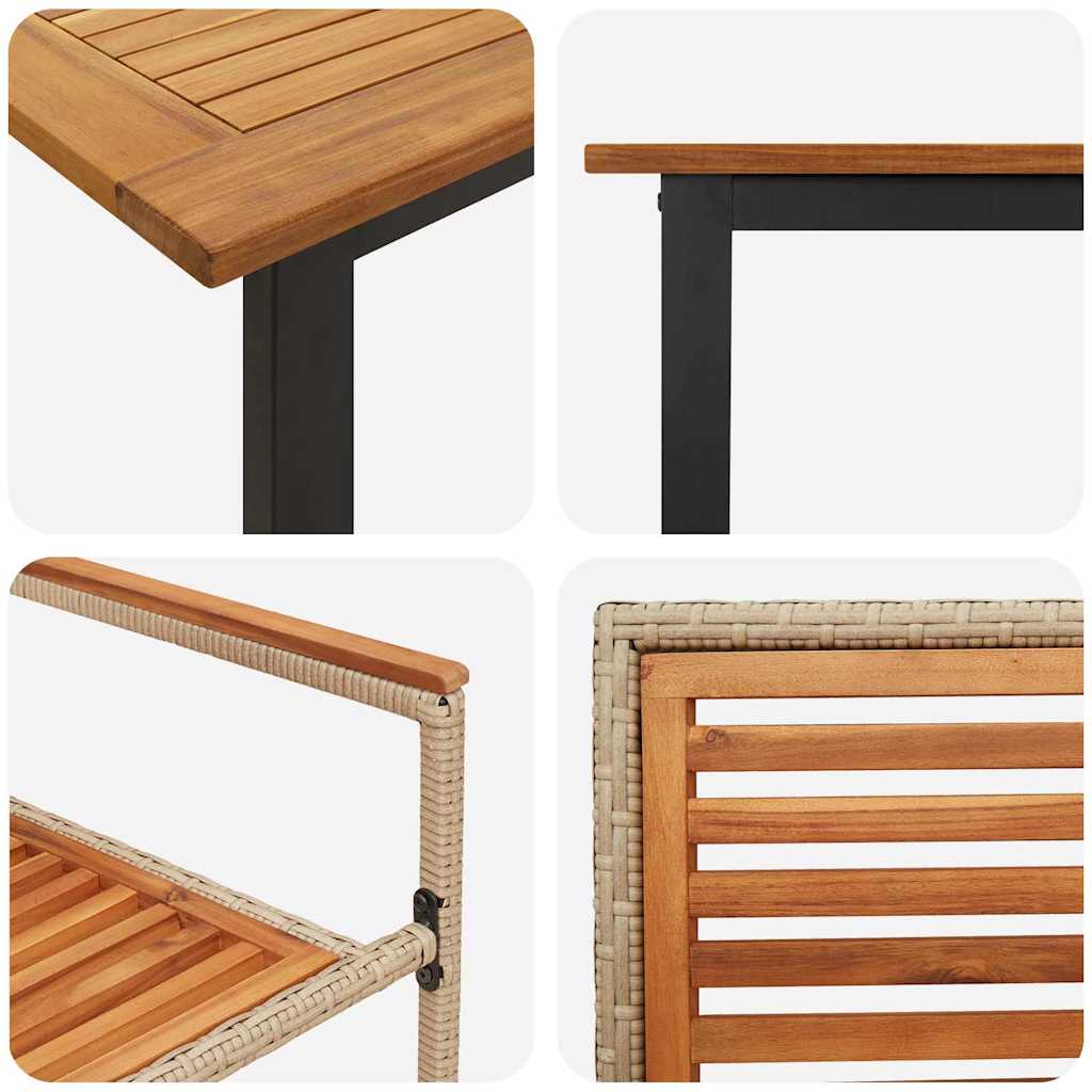 Tuin eettafelset 5 pcs Beige Massief Acaciahout image 9