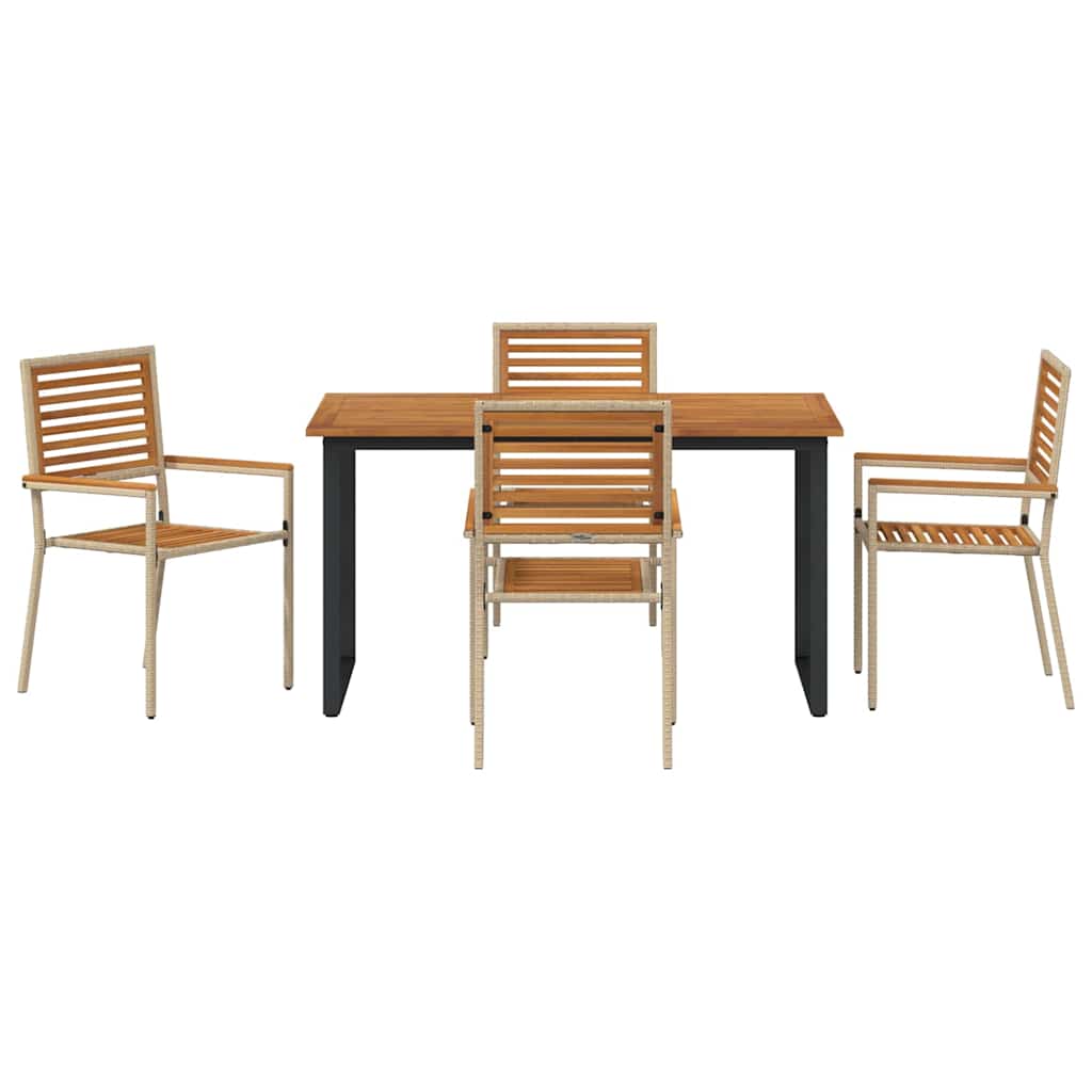Tuin eettafelset 5 pcs Beige Massief Acaciahout image 7