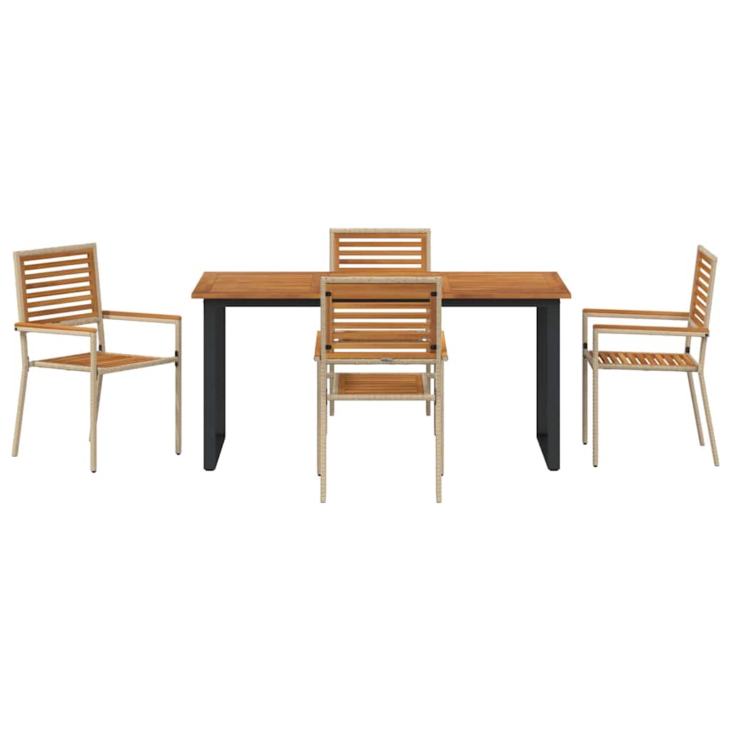 Tuin eettafelset 5 pcs Beige Massief Acaciahout image 7