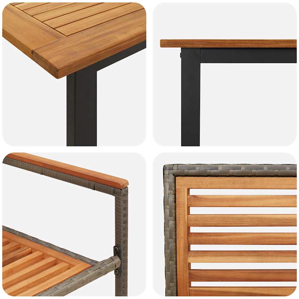 Tuin eettafelset 7 pcs Grijs Massief Acaciahout image 9