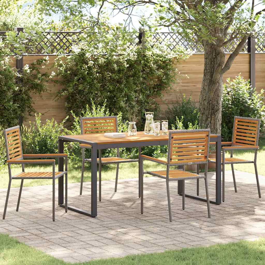 Tuin eettafelset 5 pcs Grijs en Bruin poly rattan