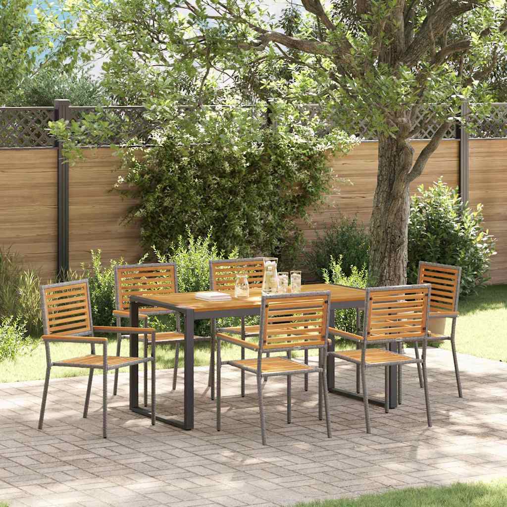 vidaXL Garten Essgruppe 7 pcs Grau und Braun Poly-Rattan