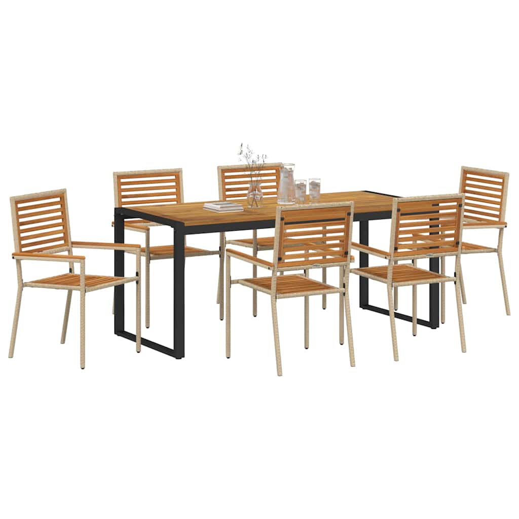 Thumbnail - vidaXL Garten Essgruppe 7 pcs Beige und Braun Poly-Rattan