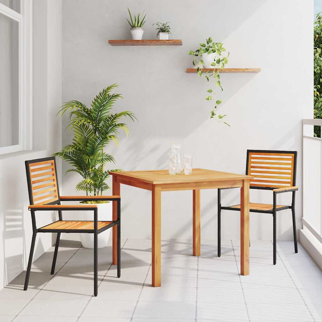 Puutarhan ruokailusarja 3 pcs Musta 85 x 85 x 74 cm