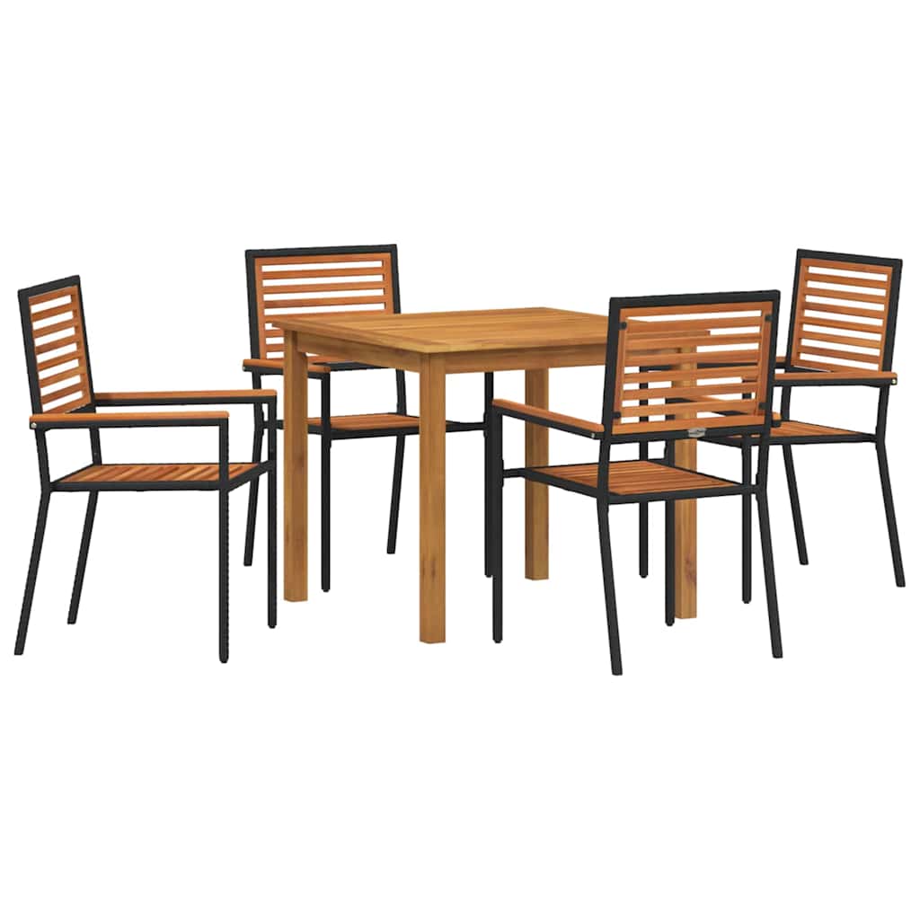 Puutarhapöytäsetti 5 pcs Musta 85 x 85 x 74 cm Muovia ja puuta
