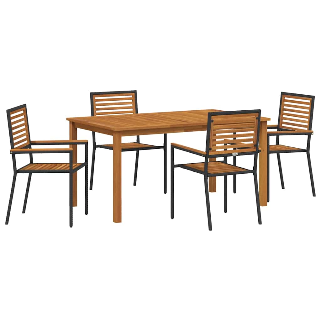 Puutarhan ruokailusetti 5 pcs Musta 150 x 90 x 74 cm