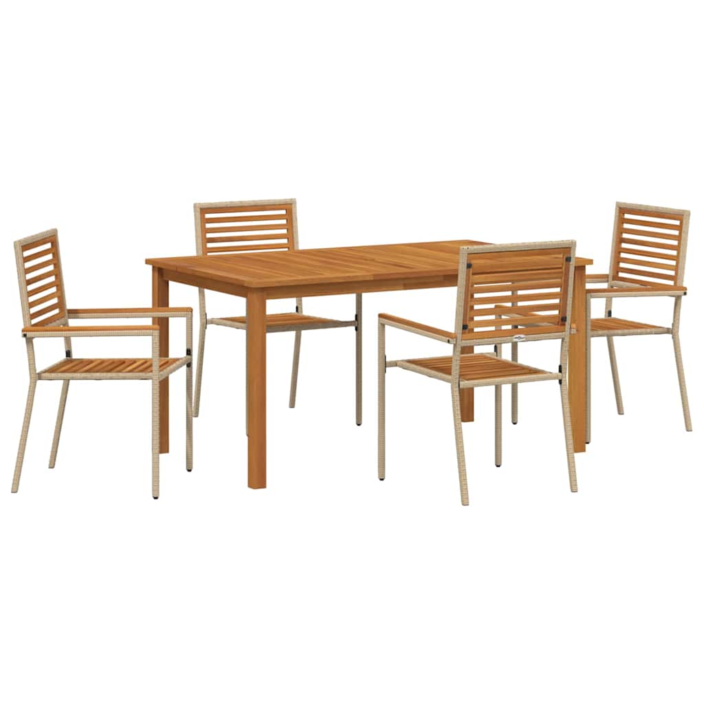 Puutarha ruokailusarja 5 pcs Beige 150 x 90 x 74 cm