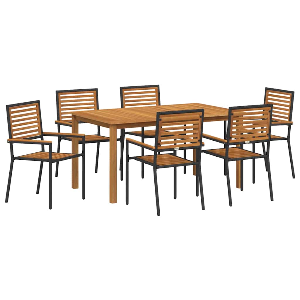 Puutarhakalustesetti 7 pcs Musta 150 x 90 x 74 cm