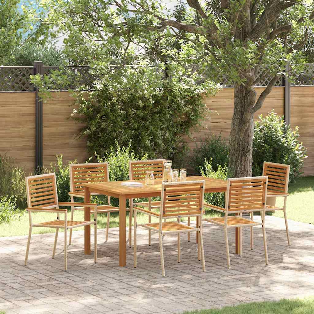 Puutarhan ruokailuryhmä 7 pcs Beige 150 x 90 x 74 cm