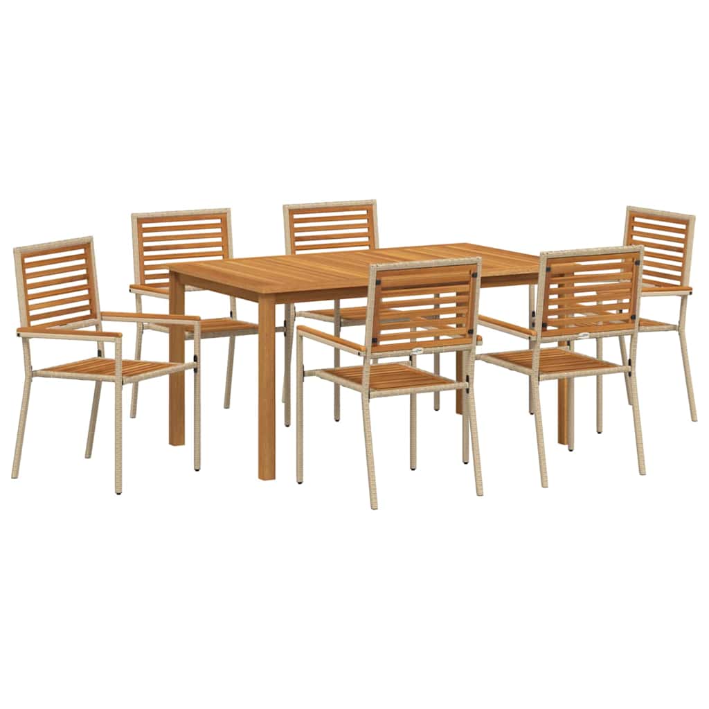 Puutarhan ruokailuryhmä 7 pcs Beige 150 x 90 x 74 cm
