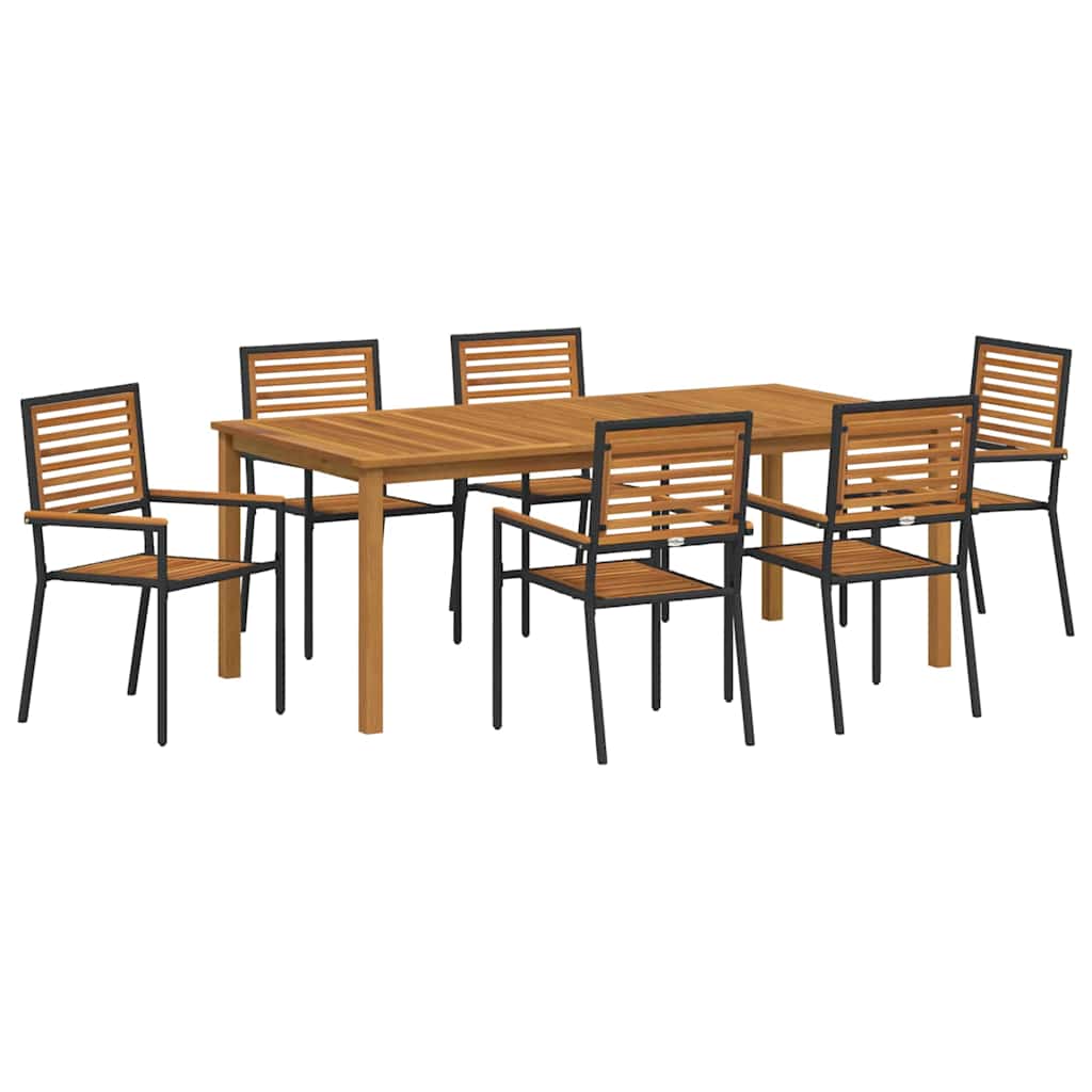 Puutarhan ruokailusetti 7 pcs Musta 200 x 100 x 74 cm