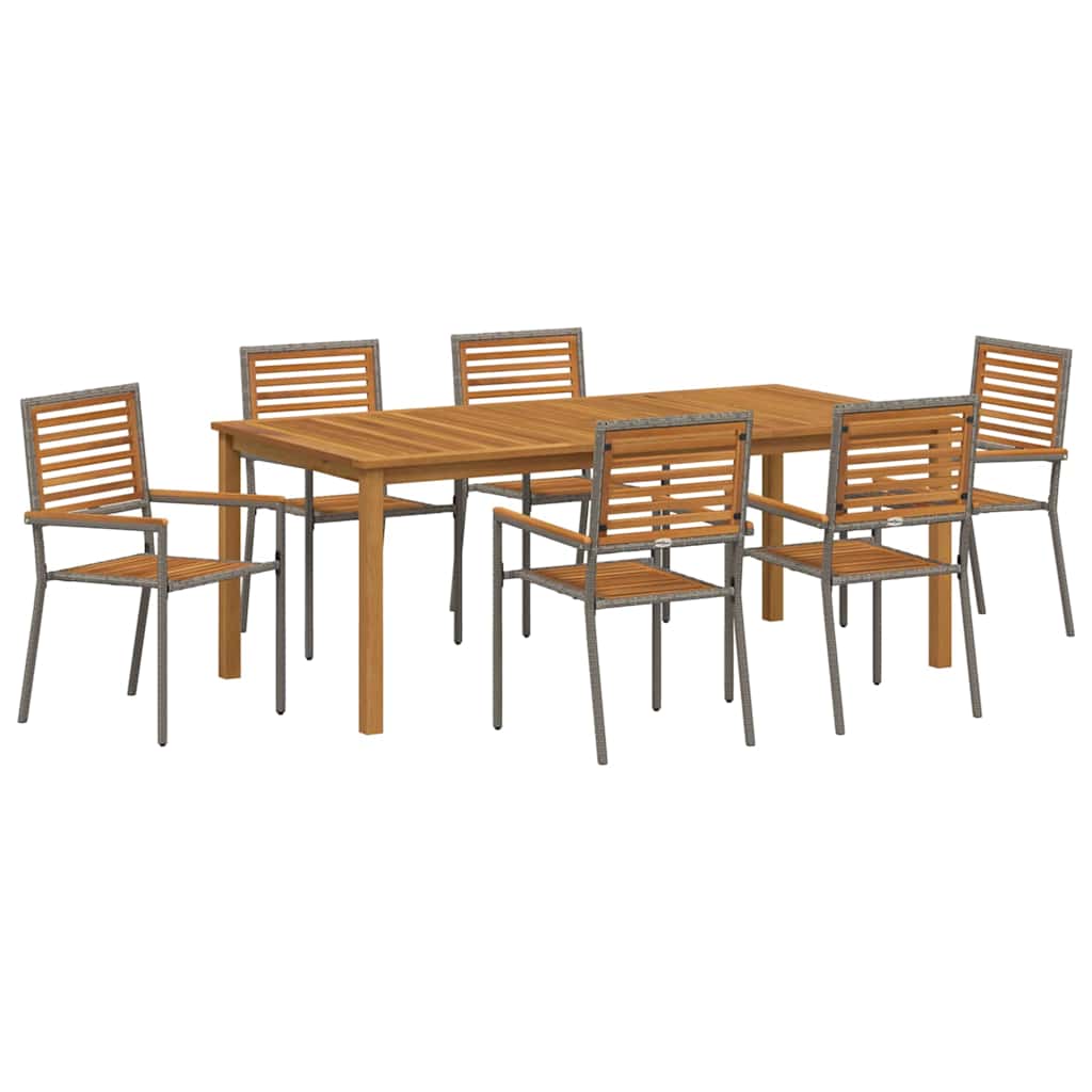 Puutarhan ruokailusarja 7 pcs Harmaa 200 x 100 x 74 cm