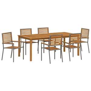 Zahradní jídelní souprava 7 pcs Šedá Masivní akátové dřevo - obrázek 5