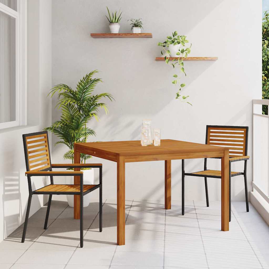 Puutarhakalusto 3 pcs Musta 110 x 110 x 75 cm Metallikehys, puu