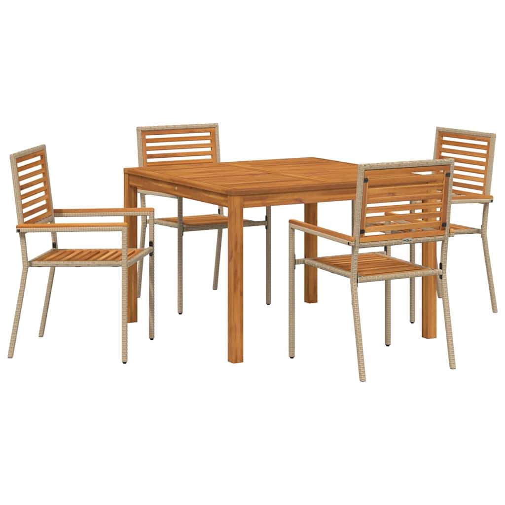 Puutarhan ruokailusetti 5 pcs Beige 110 x 110 x 75 cm