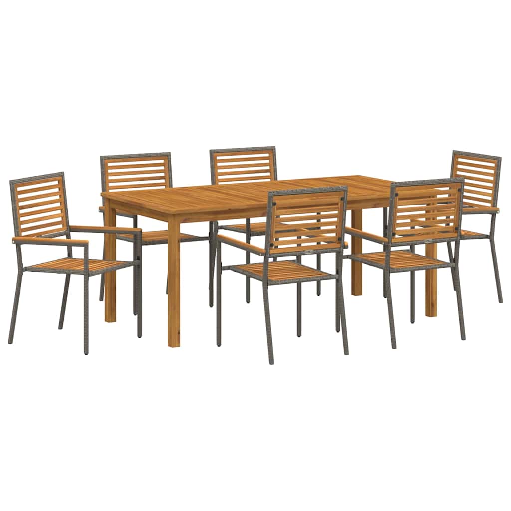 Puutarhan ruokailusetti 7 pcs Harmaa 180 x 90 x 75 cm