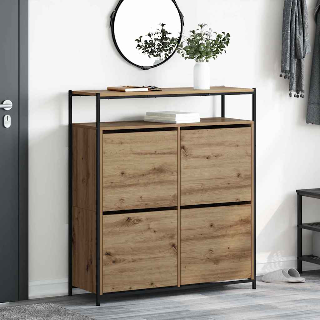 kengäteline 4 liukuvan laatikon kanssa Artisan Tammi 100x34x112 cm